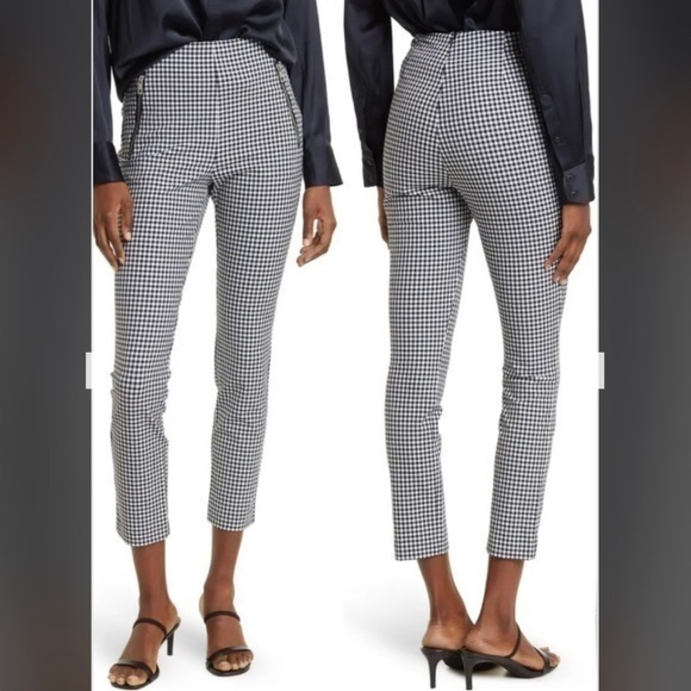 RAG & BONE Black/White Gingham Simone Zip Pocket Pants in Black/White Size 0